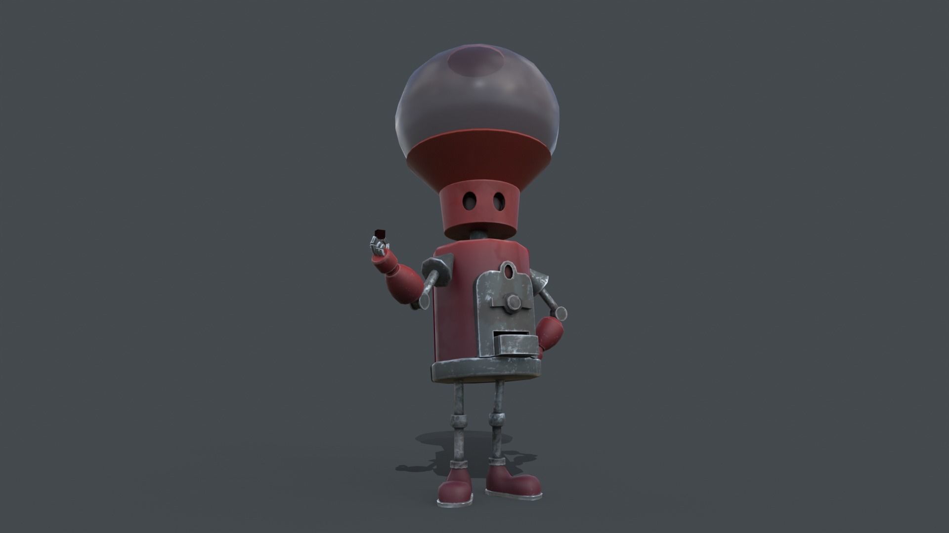 Low poly pbr robot holding candle Low-poly 3D model_4