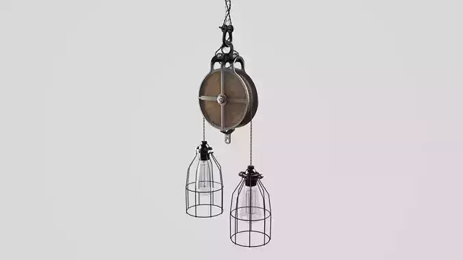 Industrial pulley lamp