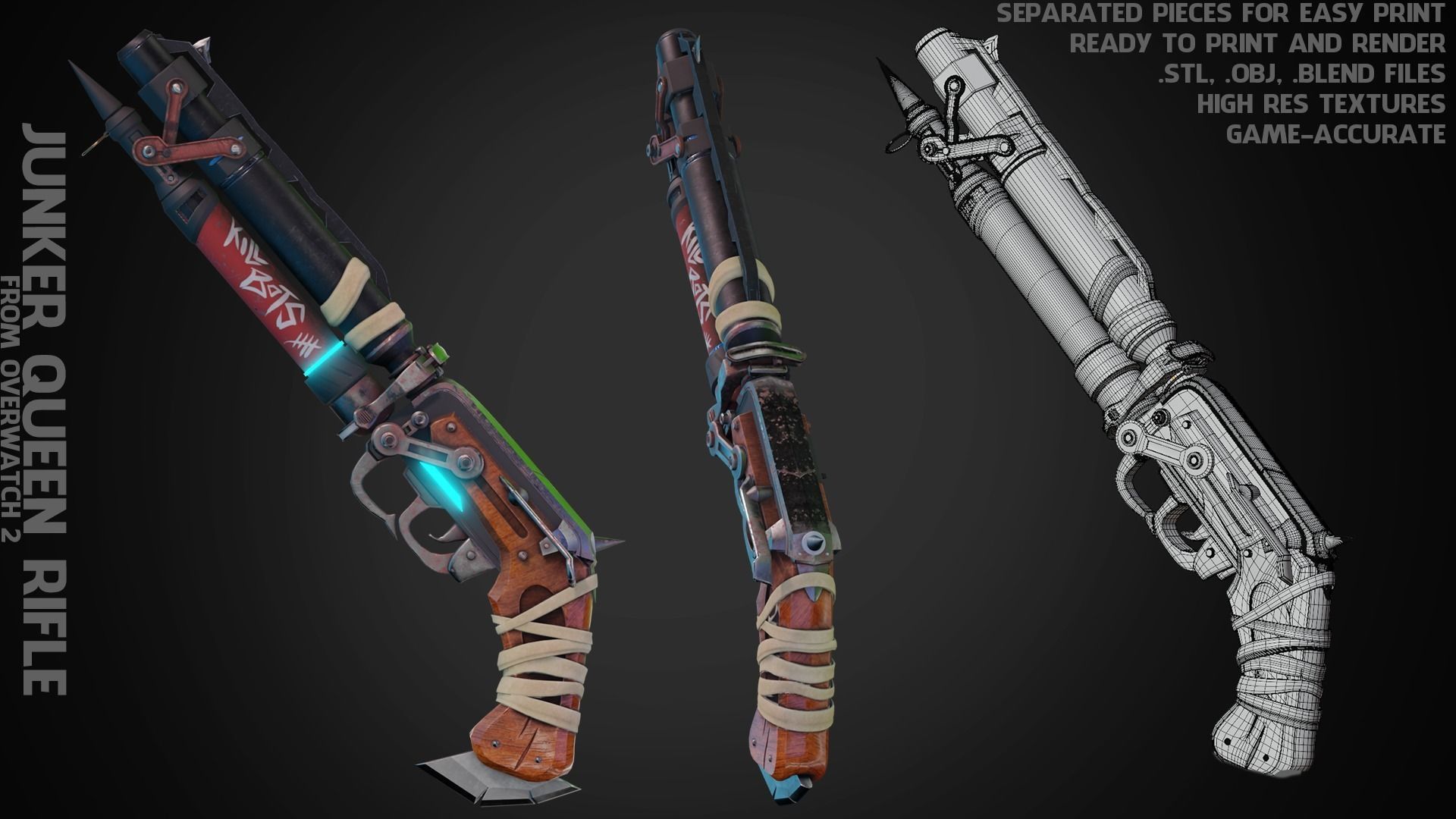 Overwatch 2 Junker Queen ShotGun for Cosplay 3D print model_2