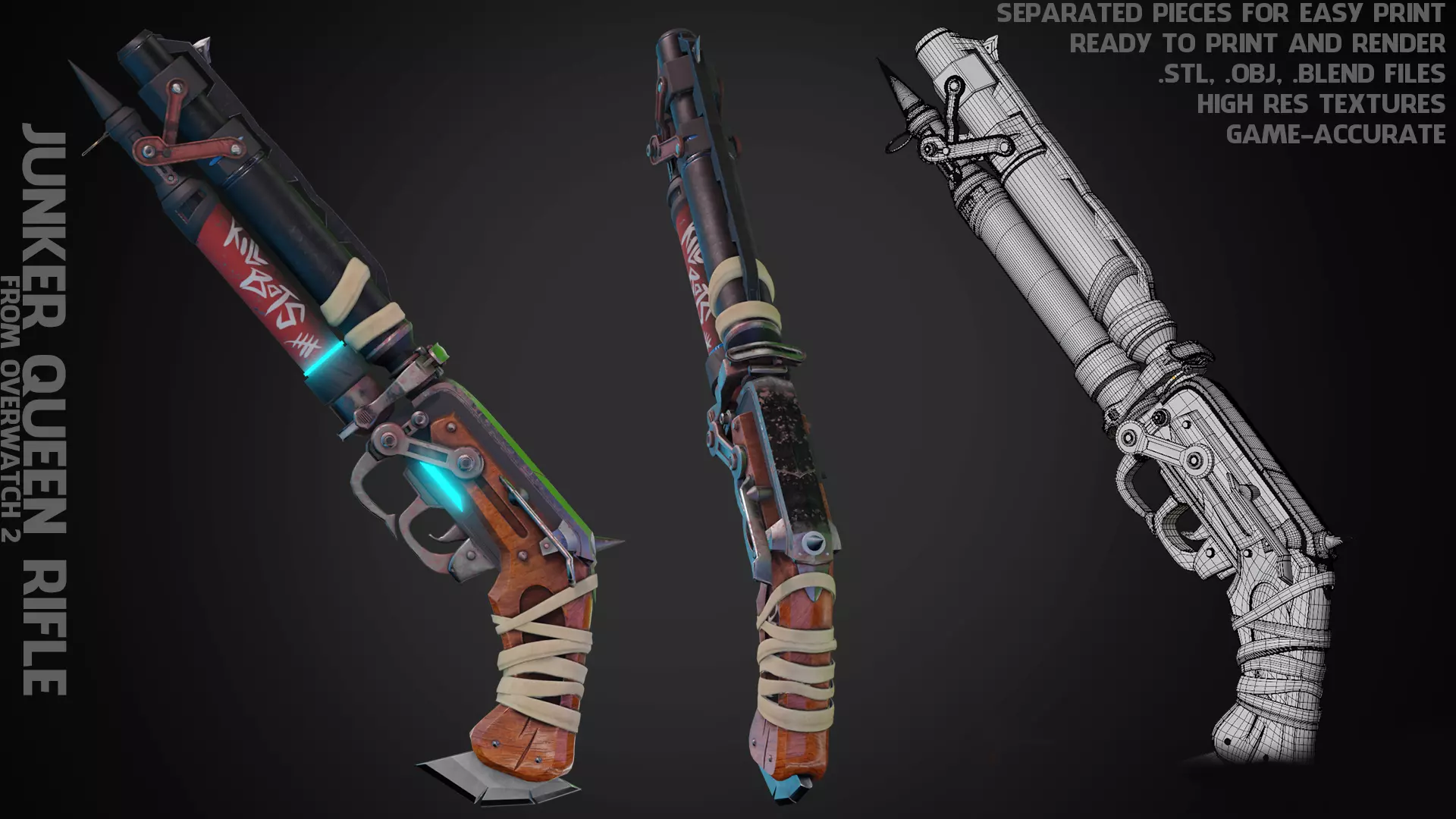 Overwatch 2 Junker Queen ShotGun for Cosplay 3D print model_0