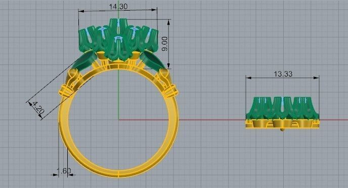 Diamond flower set 2449 3D print model 3D print model_2