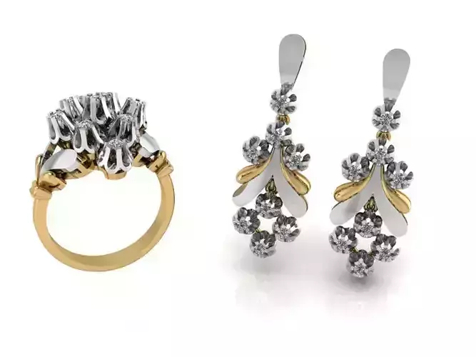 Diamond flower set 2449 3D print model