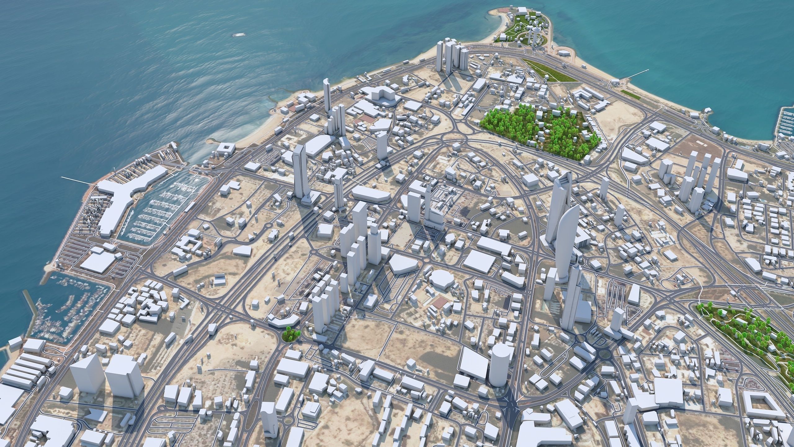 Kuwait Downtown Low-poly 3D model_1