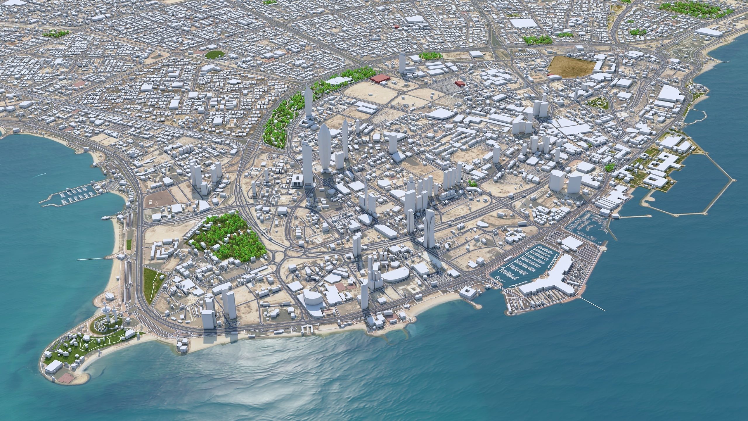Kuwait Downtown Low-poly 3D model_5