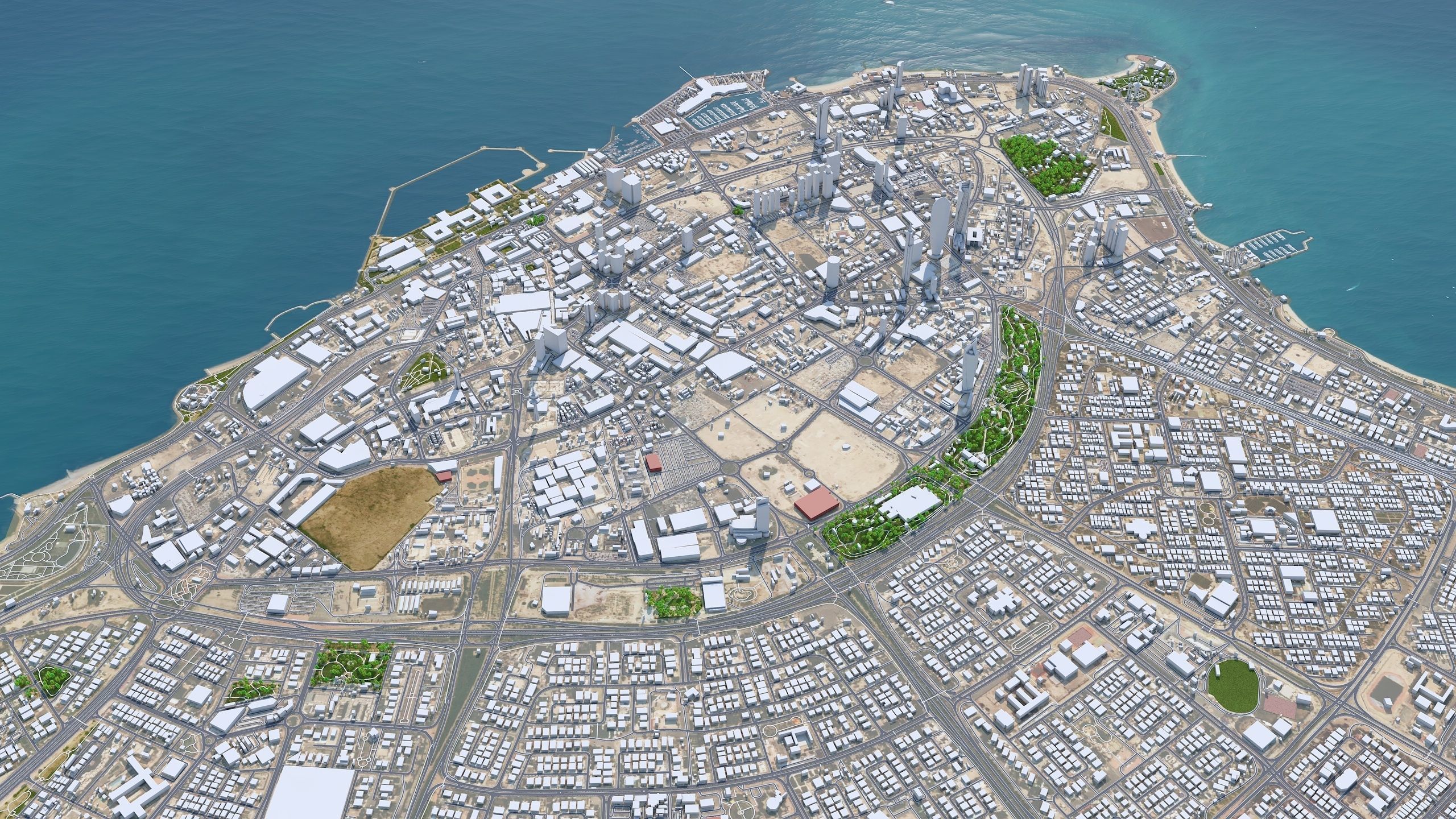 Kuwait Downtown Low-poly 3D model_2