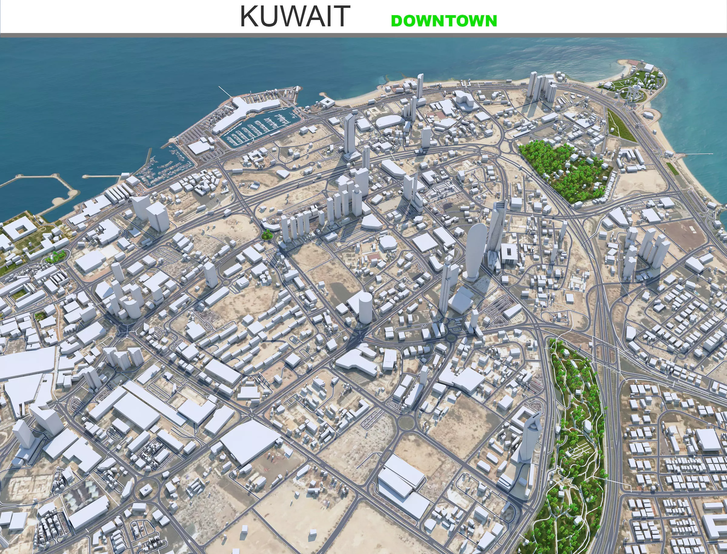 Kuwait Downtown Low-poly 3D model_0