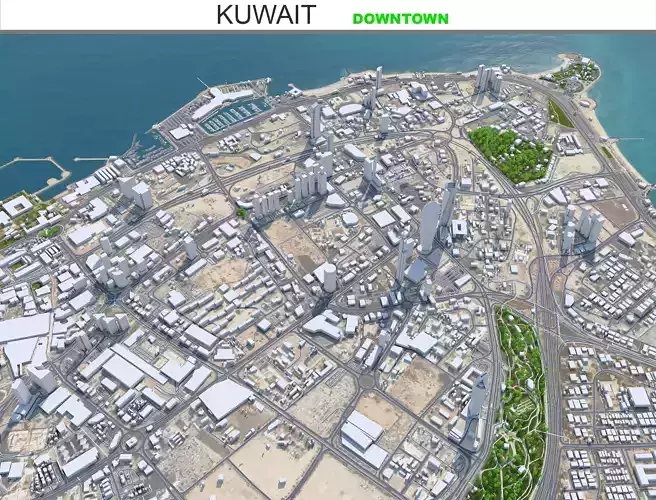 Kuwait Downtown Low-poly 3D model