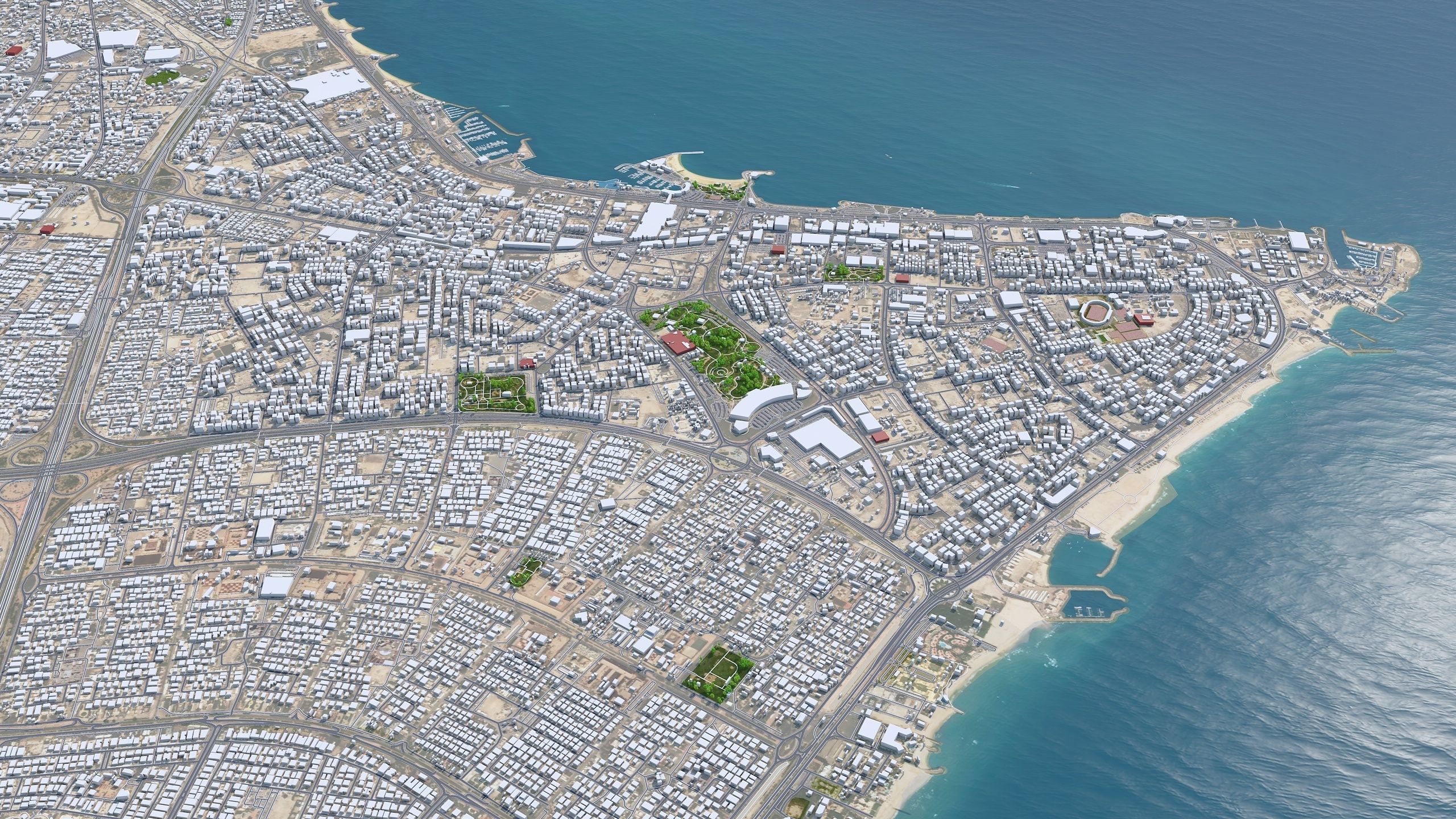 Kuwait Downtown Low-poly 3D model_4