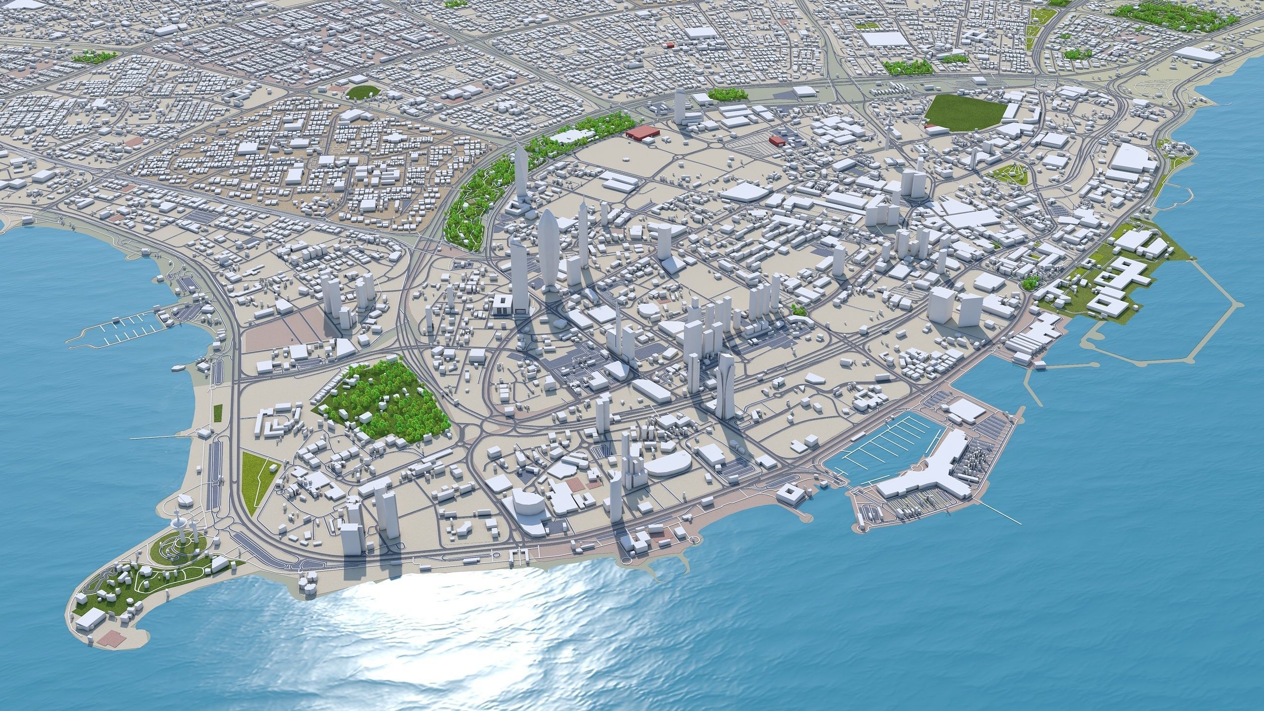 Kuwait Downtown Low-poly 3D model_6
