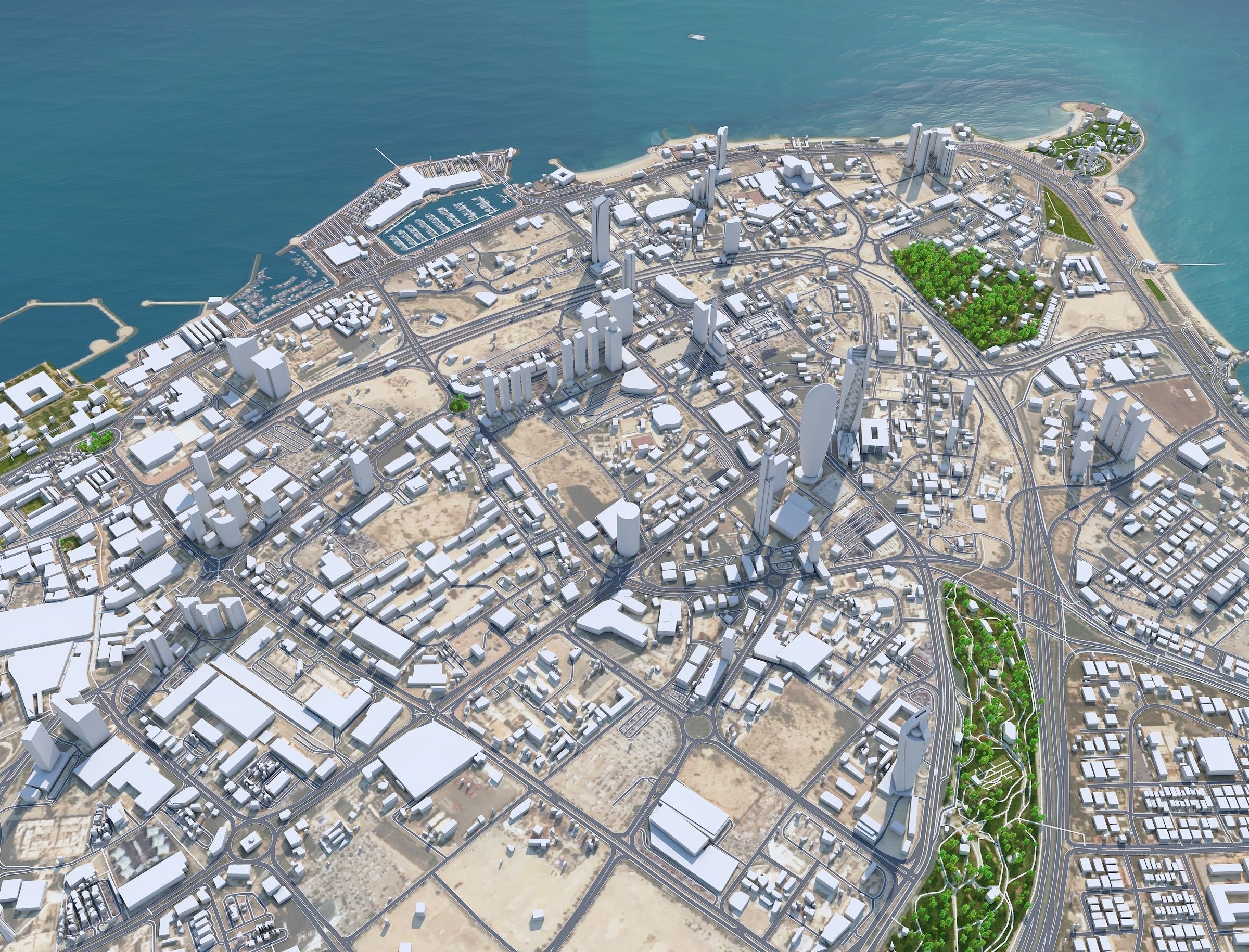 Kuwait Downtown Low-poly 3D model_12