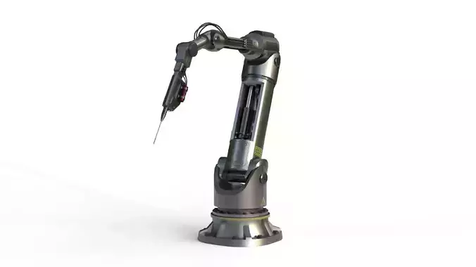 Industrial Robotic Arm with Rigged and Animated Low-poly 3D model