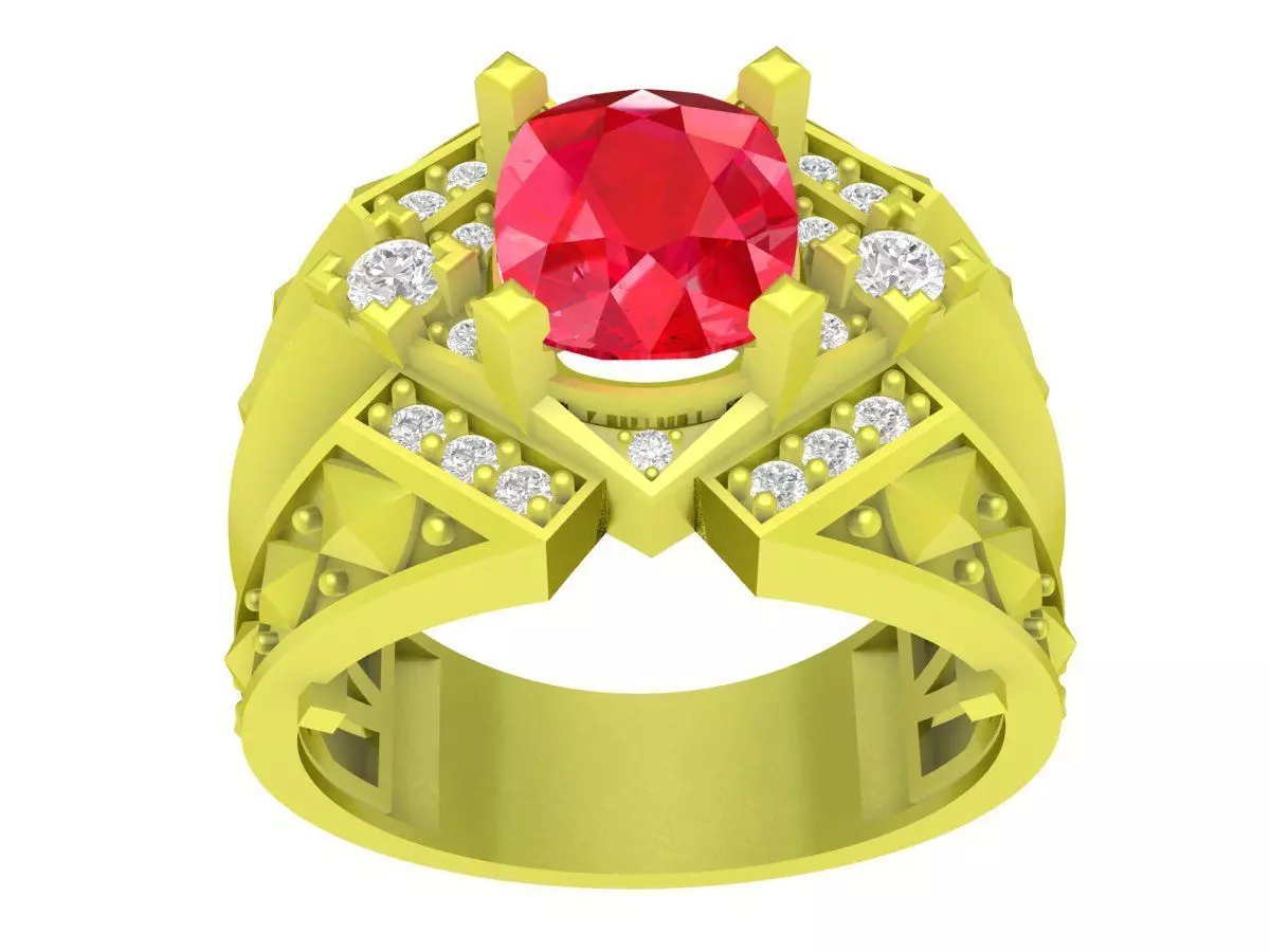 Luxury Ruby Diamond Men Ring 4142 3D print model