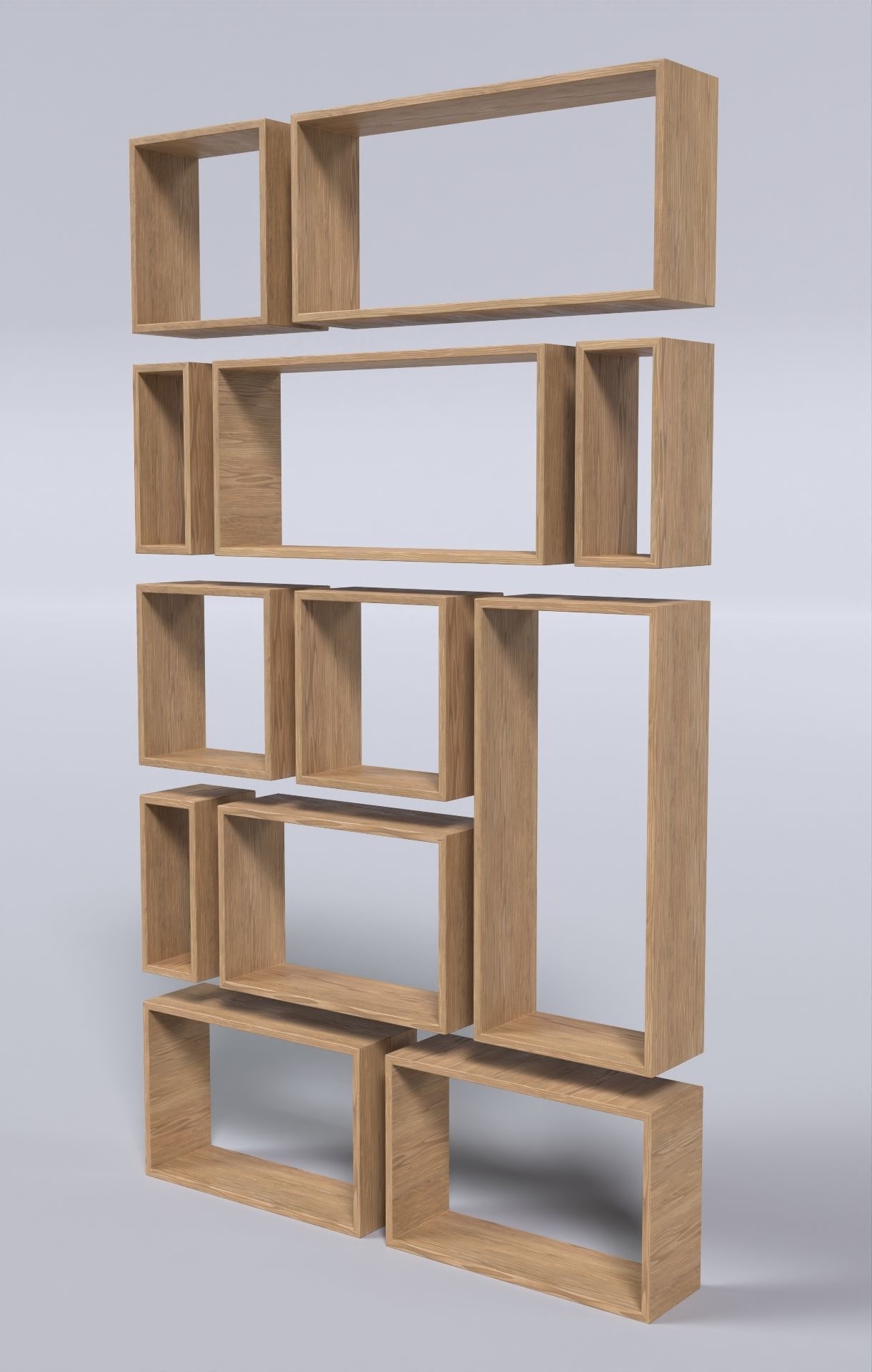 Wooden Box Wall Shelf with 2 Texture Option Low-poly 3D model_3
