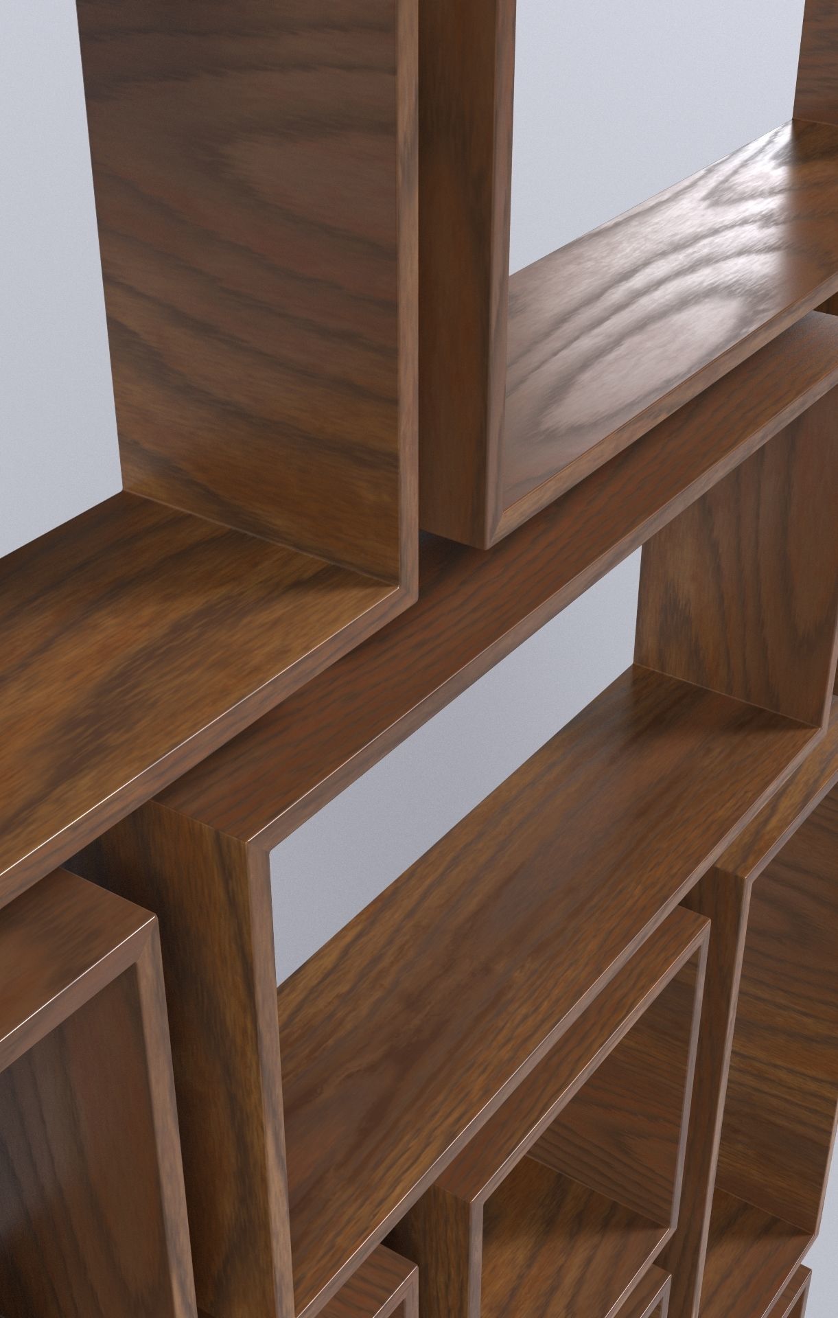 Wooden Box Wall Shelf with 2 Texture Option Low-poly 3D model_4