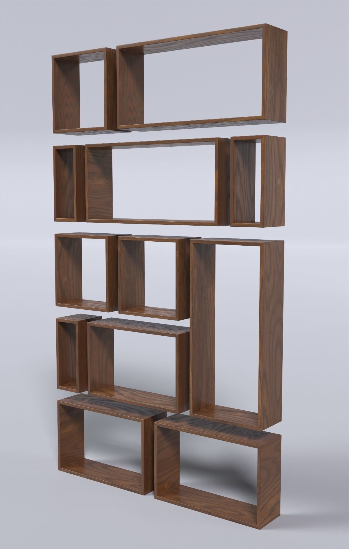 Wooden Box Wall Shelf with 2 Texture Option Low-poly 3D model_2