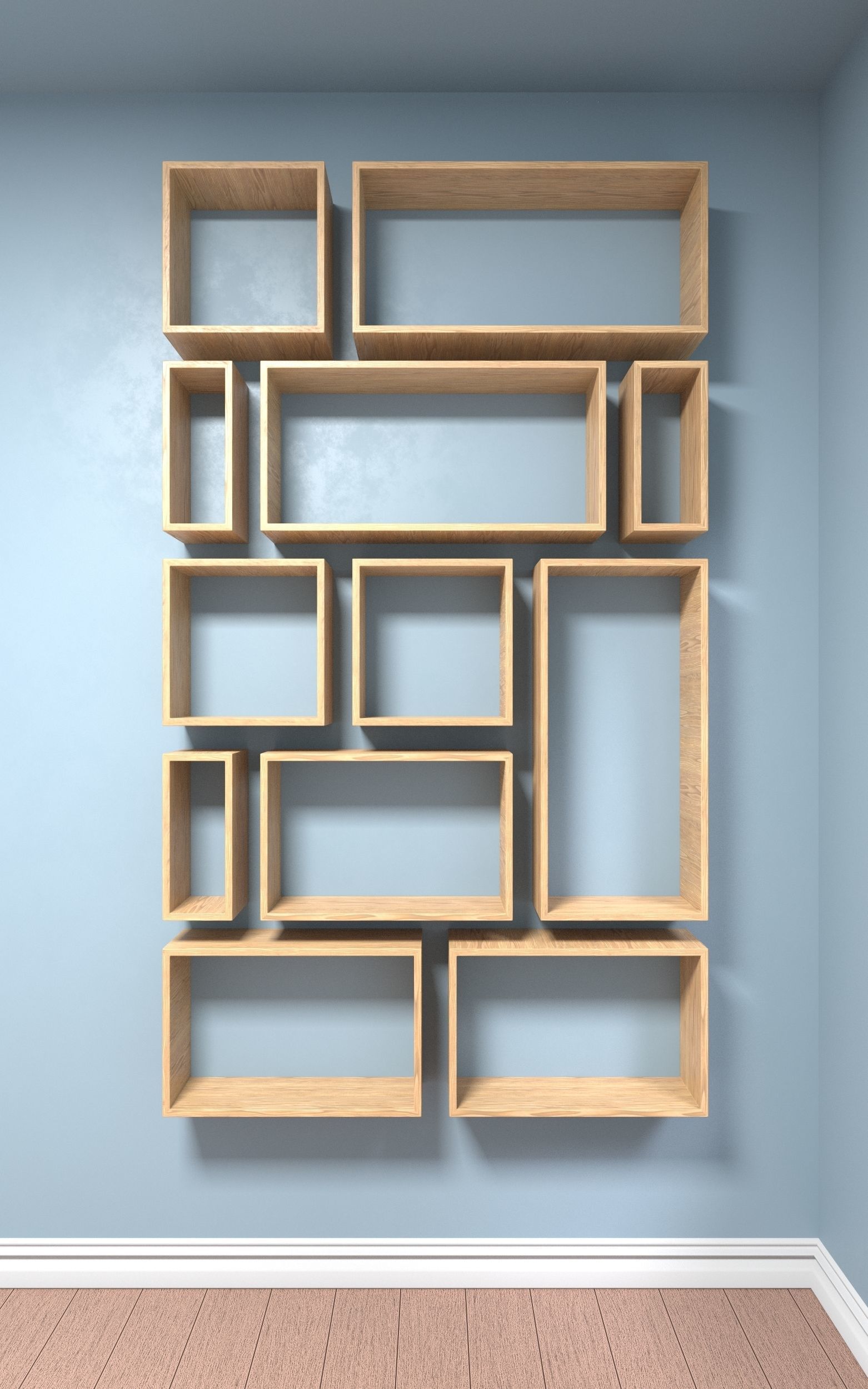Wooden Box Wall Shelf with 2 Texture Option Low-poly 3D model_7