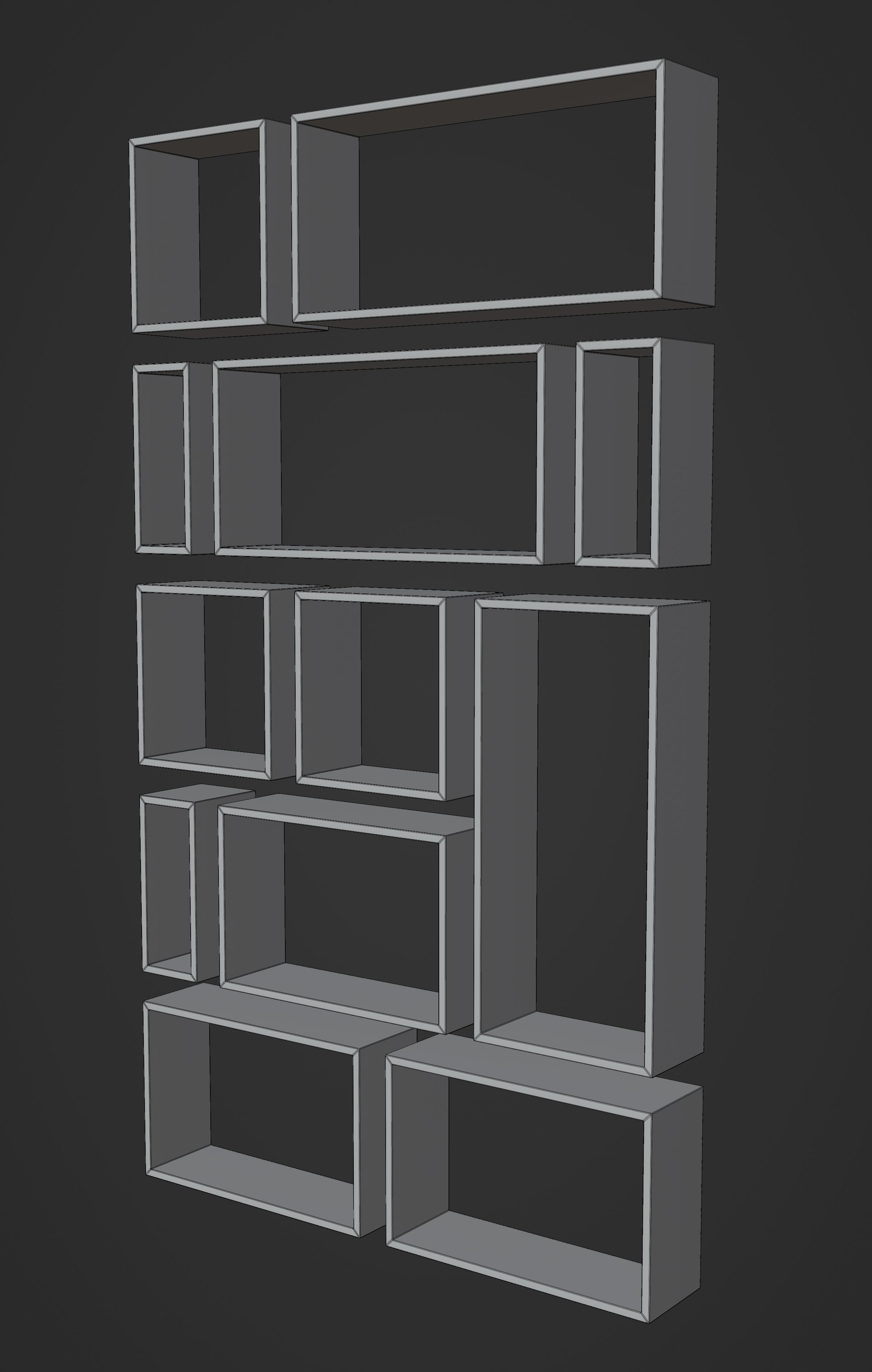 Wooden Box Wall Shelf with 2 Texture Option Low-poly 3D model_8