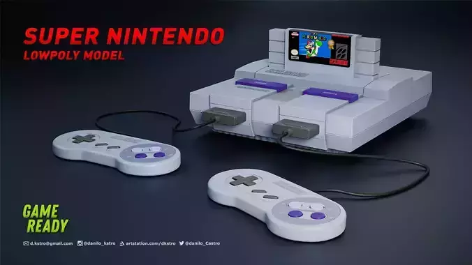 Super Nintendo Console - Lowpoly - 4k Textures Low-poly 3D model