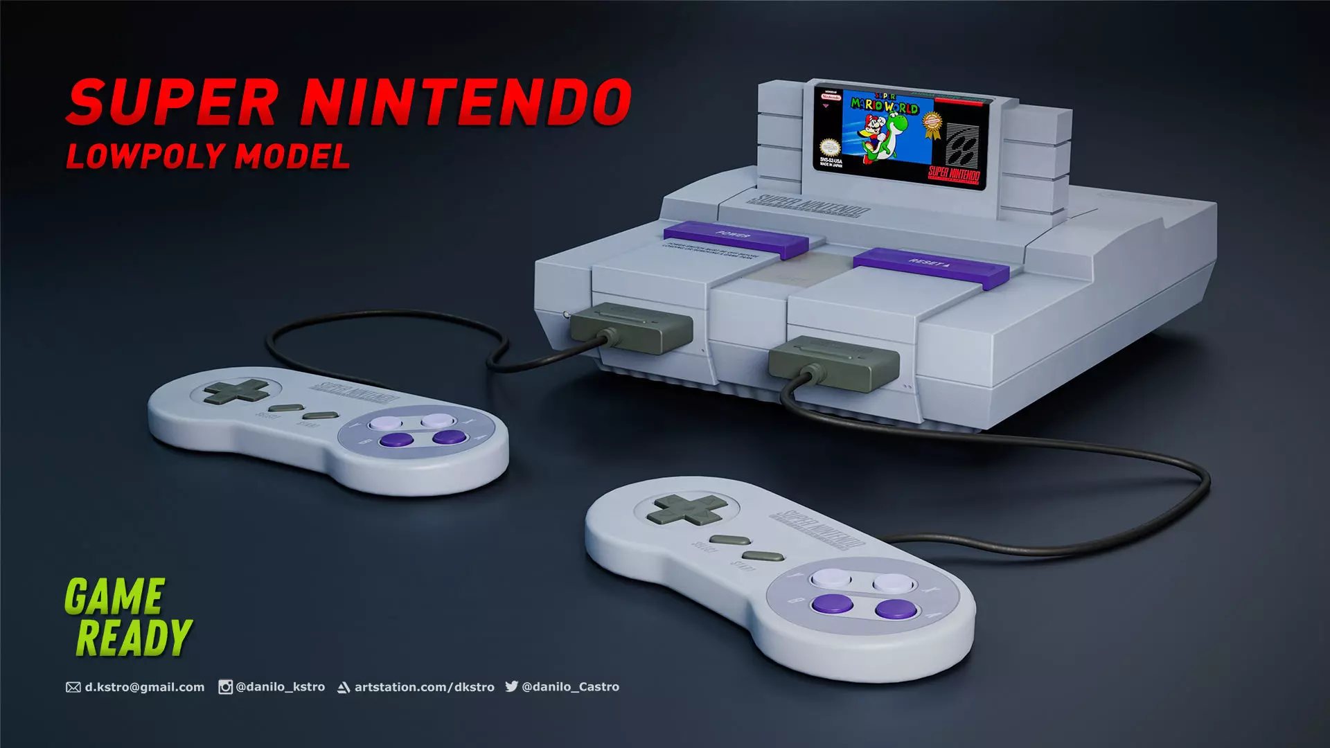 Super Nintendo Console - Lowpoly - 4k Textures Low-poly 3D model_0