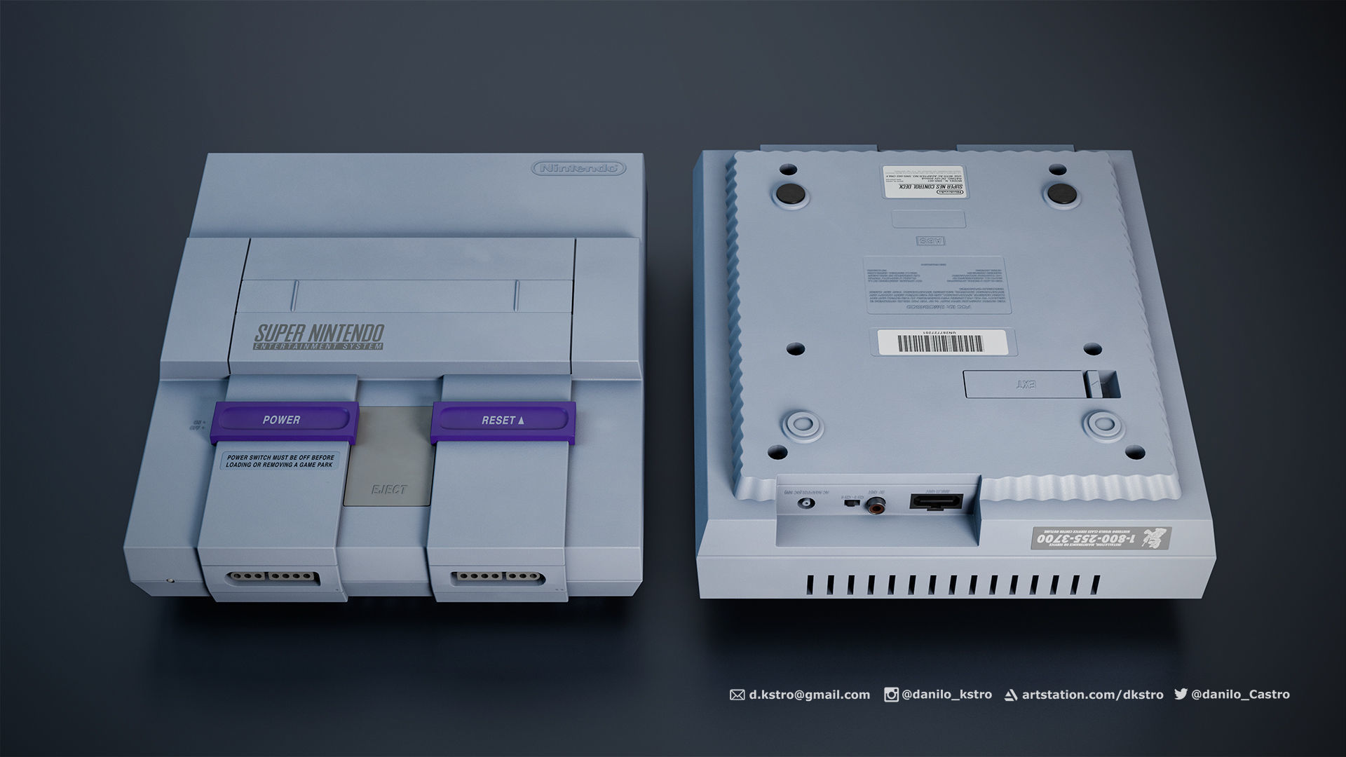 Super Nintendo Console - Lowpoly - 4k Textures Low-poly 3D model_1