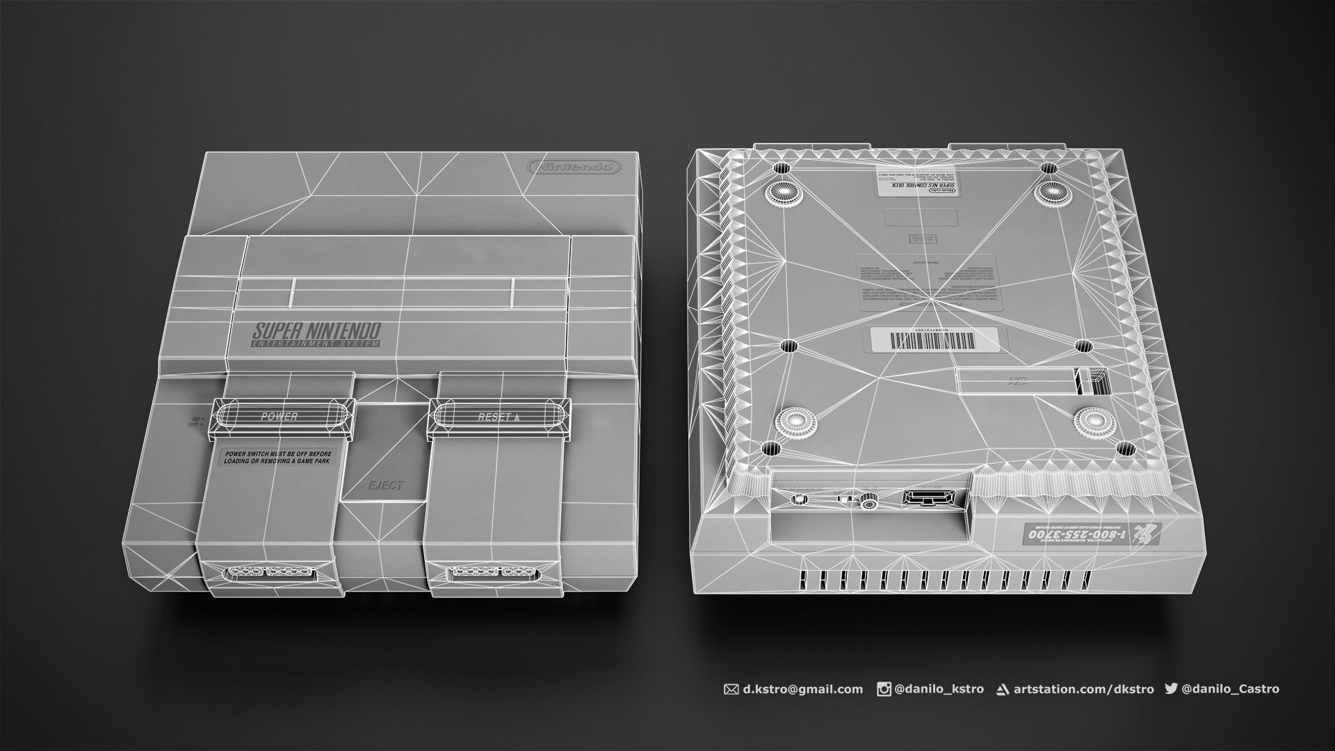 Super Nintendo Console - Lowpoly - 4k Textures Low-poly 3D model_2