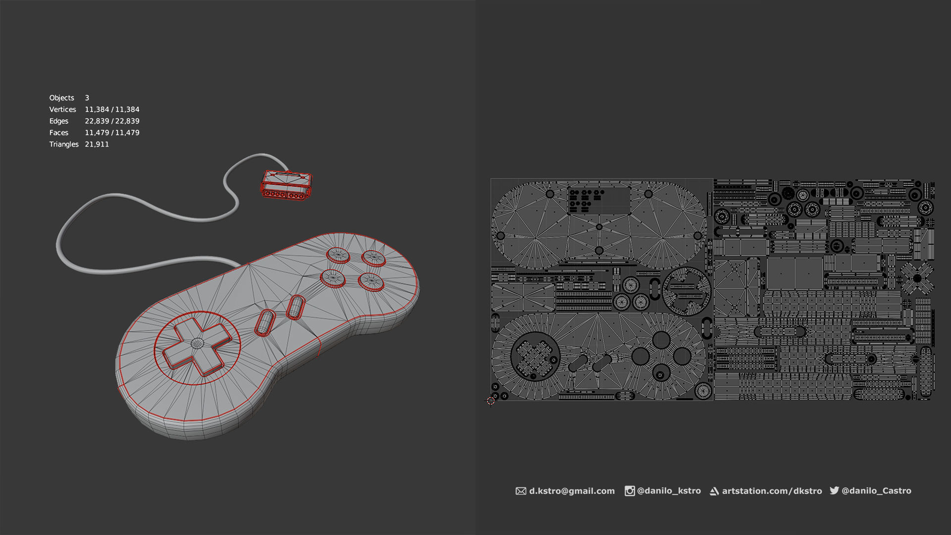 Super Nintendo Console - Lowpoly - 4k Textures Low-poly 3D model_9