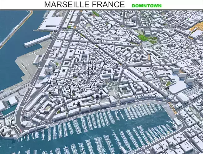 Marseille Downtown France Low-poly 3D model