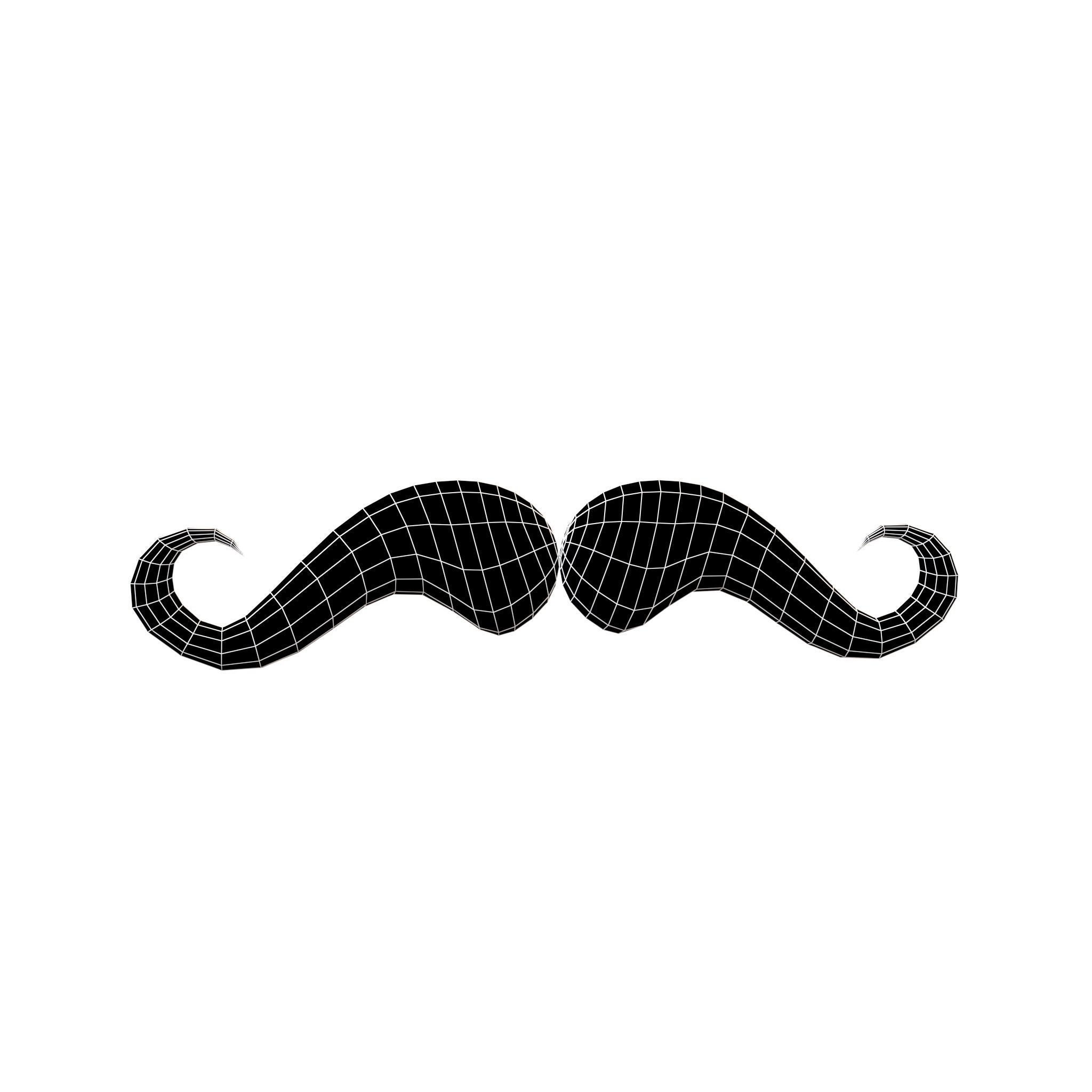 Cartoon Mustache v7 003 Low-poly 3D model_4