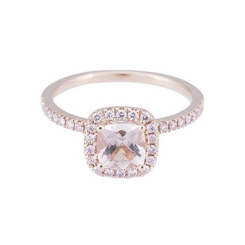 YD103 engagement ring with cushion cut morganite and diamonds 3D print model