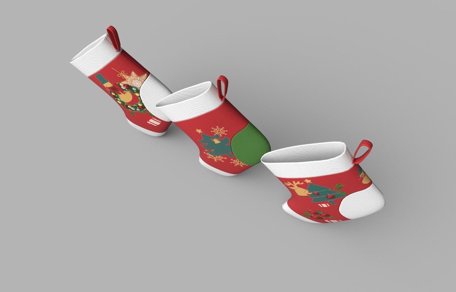 Christmas Socks Low-poly 3D model_6