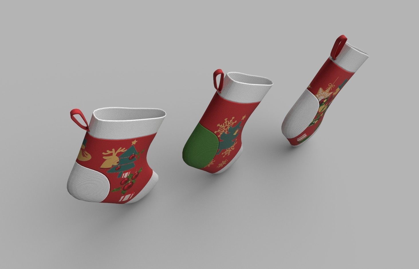 Christmas Socks Low-poly 3D model_7