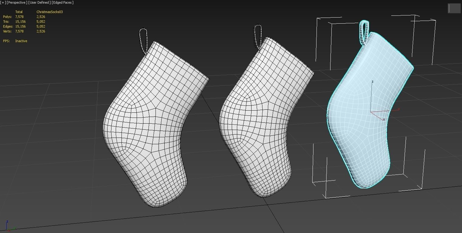 Christmas Socks Low-poly 3D model_8