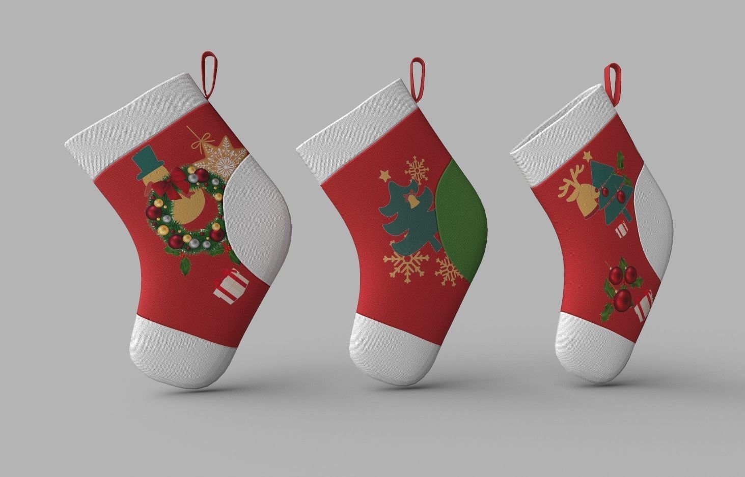 Christmas Socks Low-poly 3D model_4