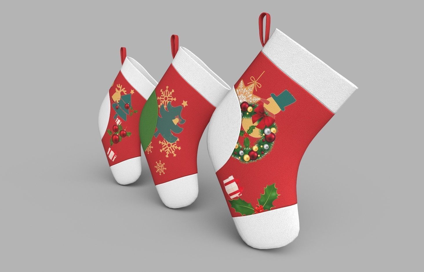 Christmas Socks Low-poly 3D model_1
