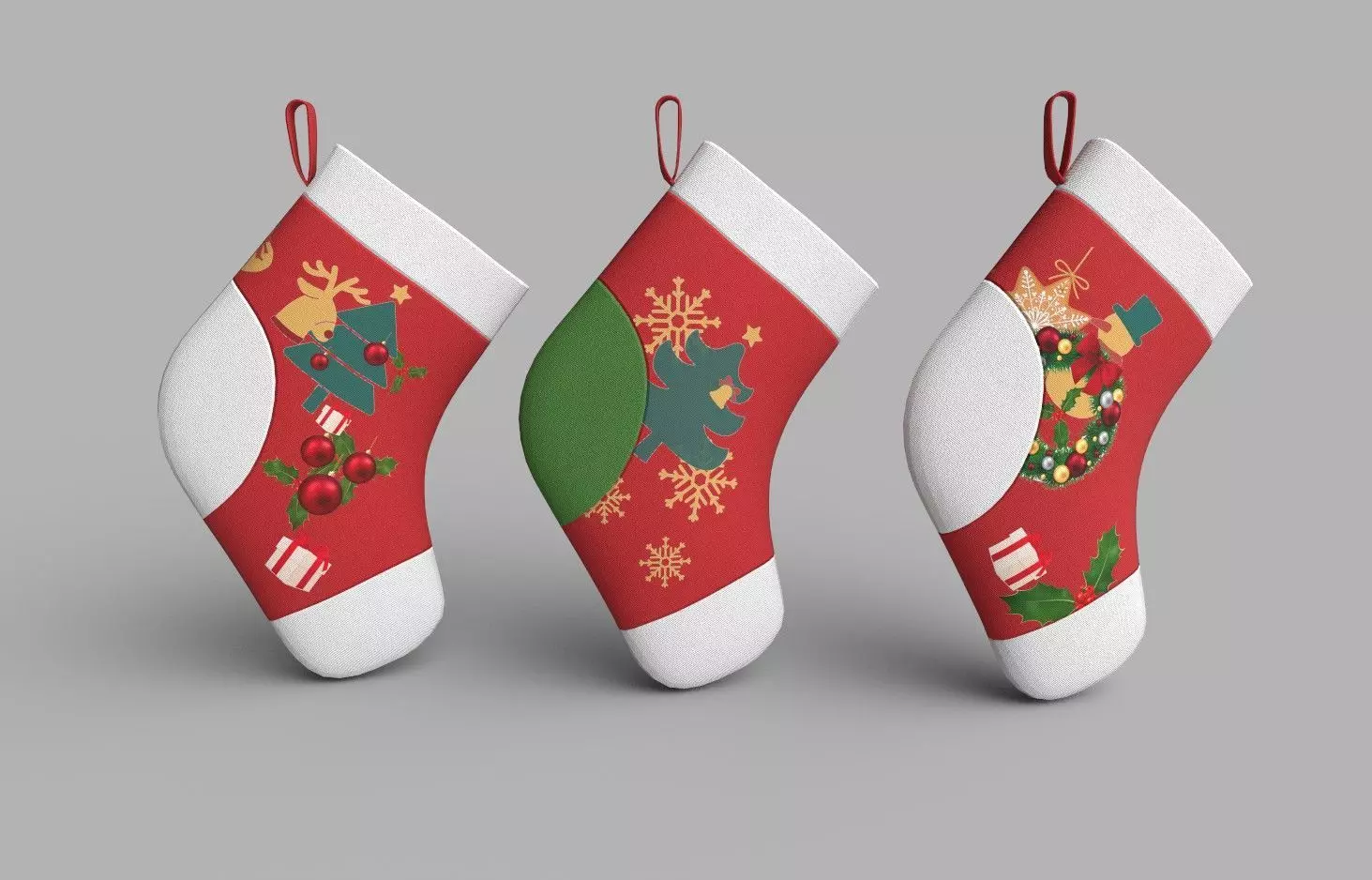 Christmas Socks Low-poly 3D model_0