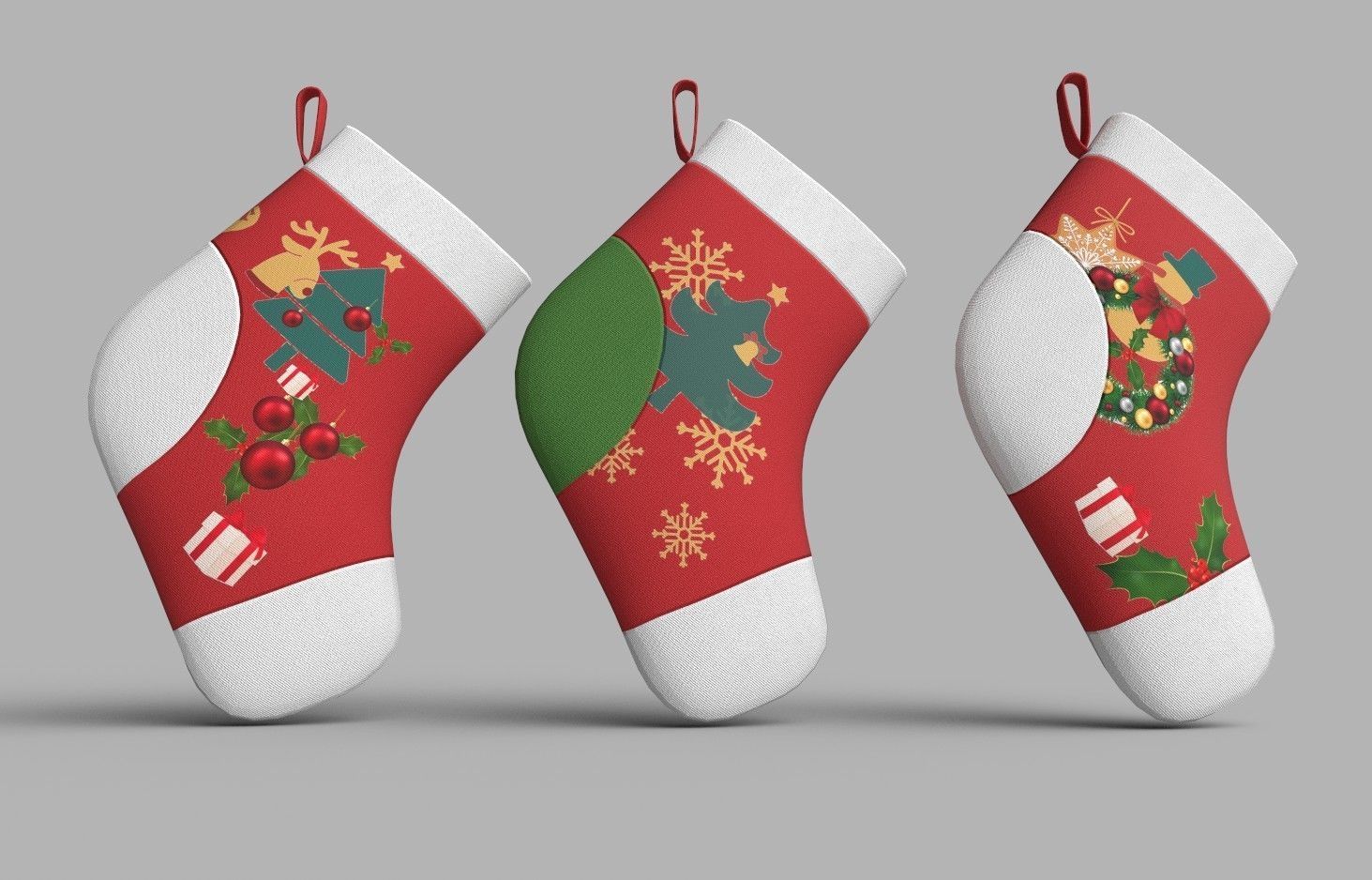 Christmas Socks Low-poly 3D model_3