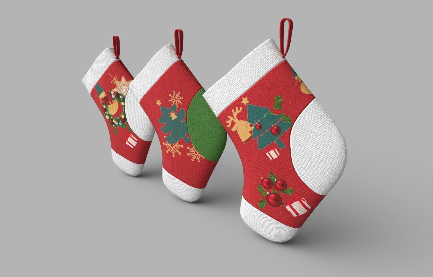 Christmas Socks Low-poly 3D model_5