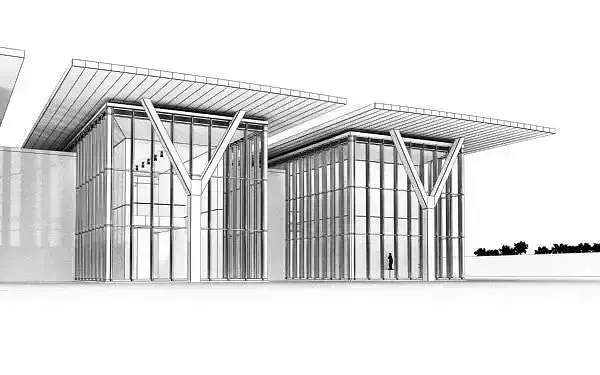 Modern Epic Art Building On A Lake At Night Scene Archexteriors Vol 09