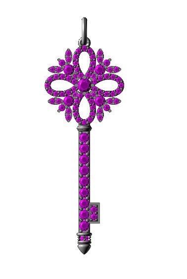 YD104 emerald and diamond key pendant 3D print model_22