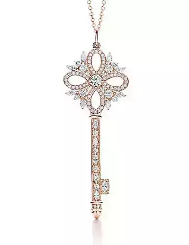 YD104 emerald and diamond key pendant