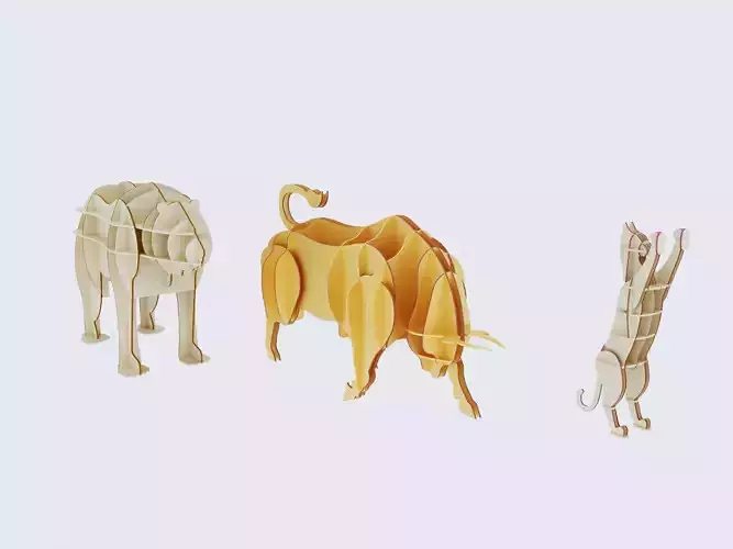 animal-shaped furniture models made of plywood