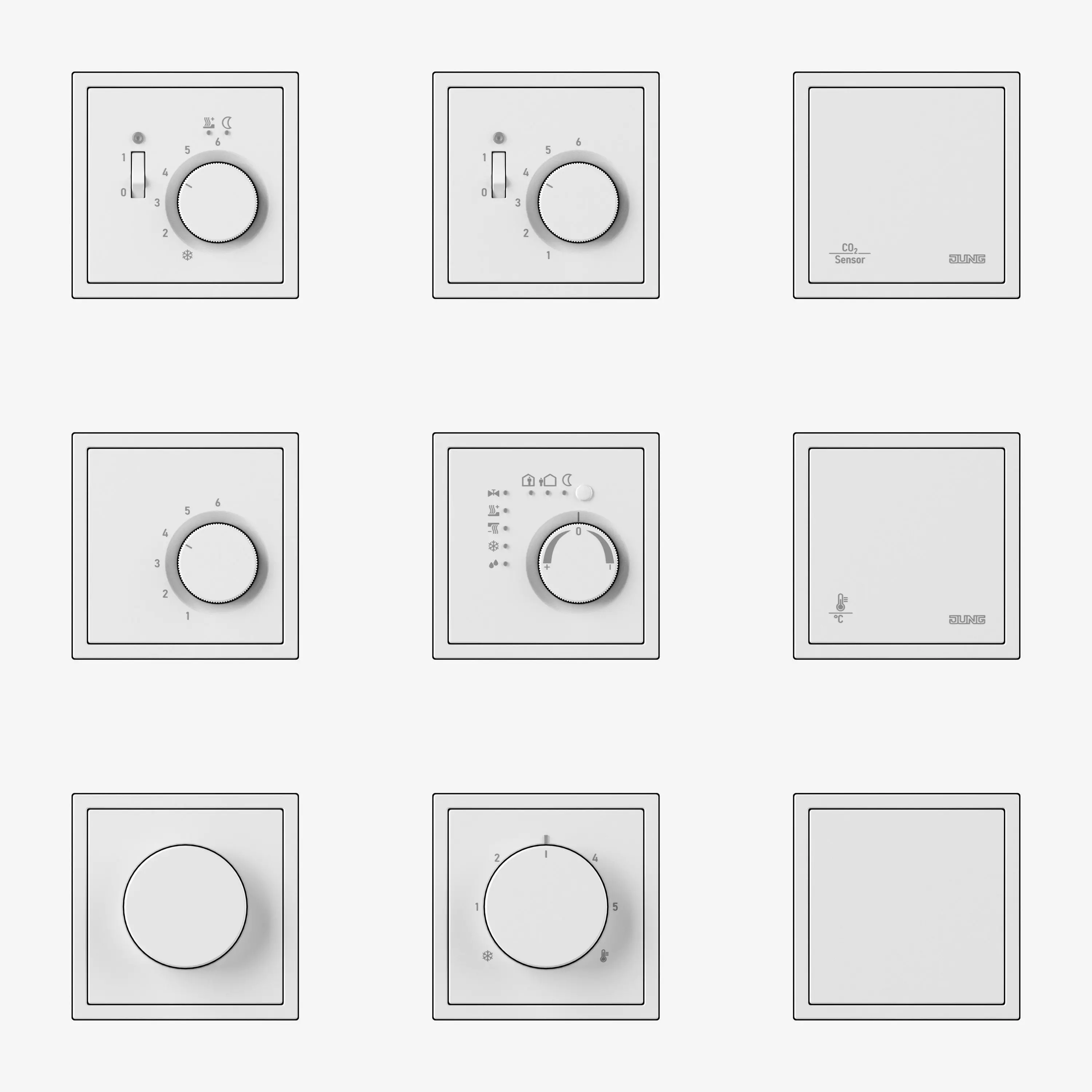 Jung LS ZERO Thermostats kit 9items 3D model