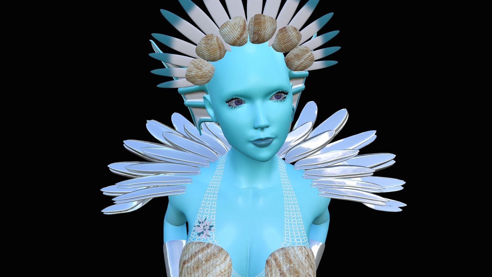 Goddess of the sea Low-poly 3D model_10