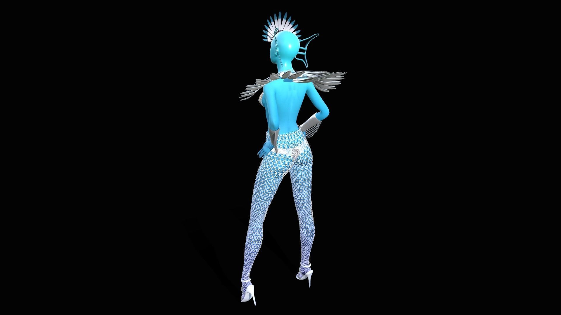Goddess of the sea Low-poly 3D model_8