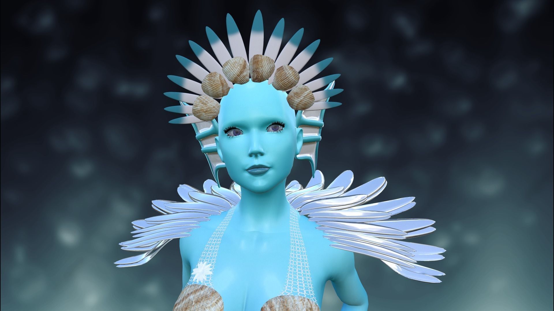 Goddess of the sea Low-poly 3D model_4