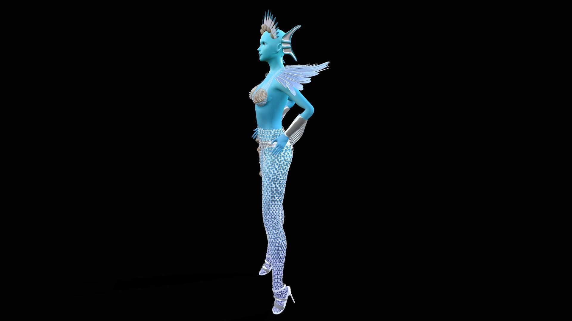 Goddess of the sea Low-poly 3D model_7
