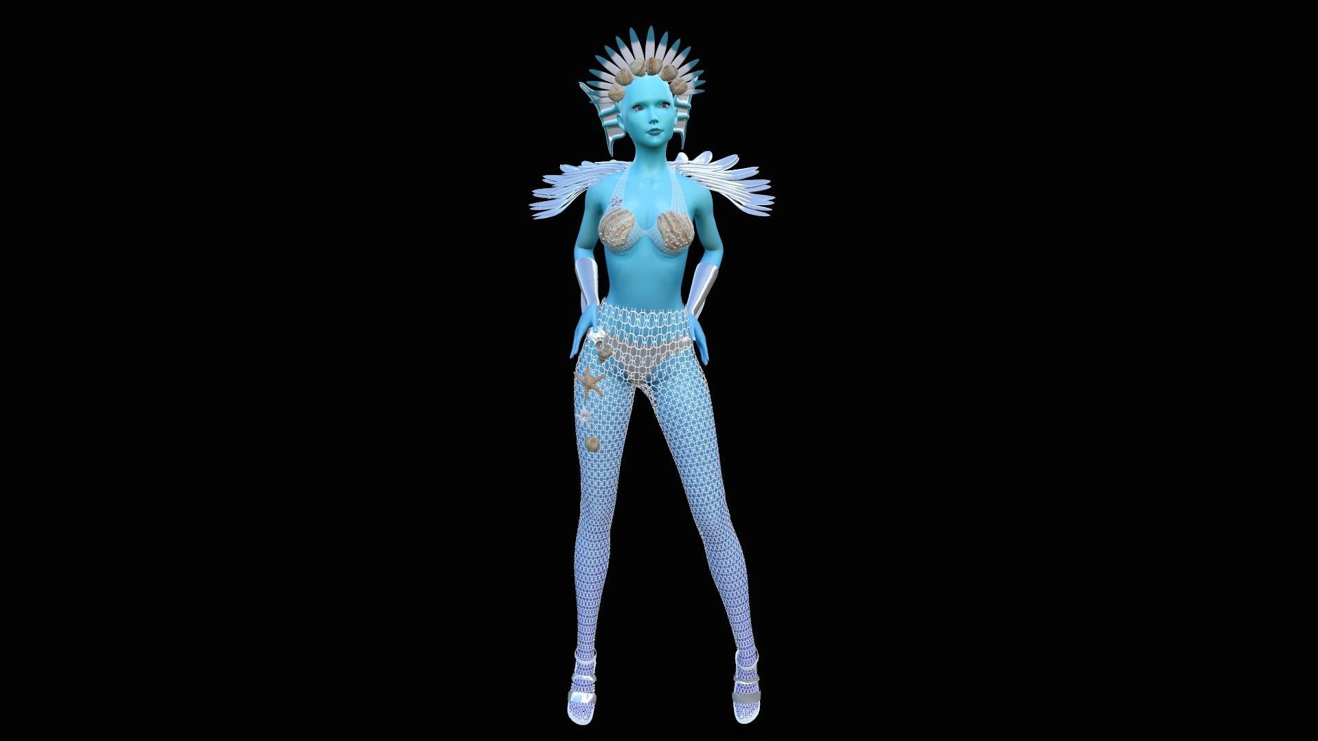 Goddess of the sea Low-poly 3D model_11