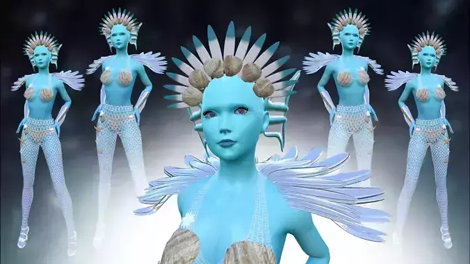 Goddess of the sea Low-poly 3D model