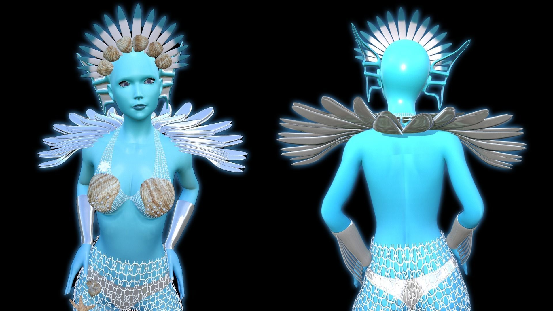 Goddess of the sea Low-poly 3D model_2
