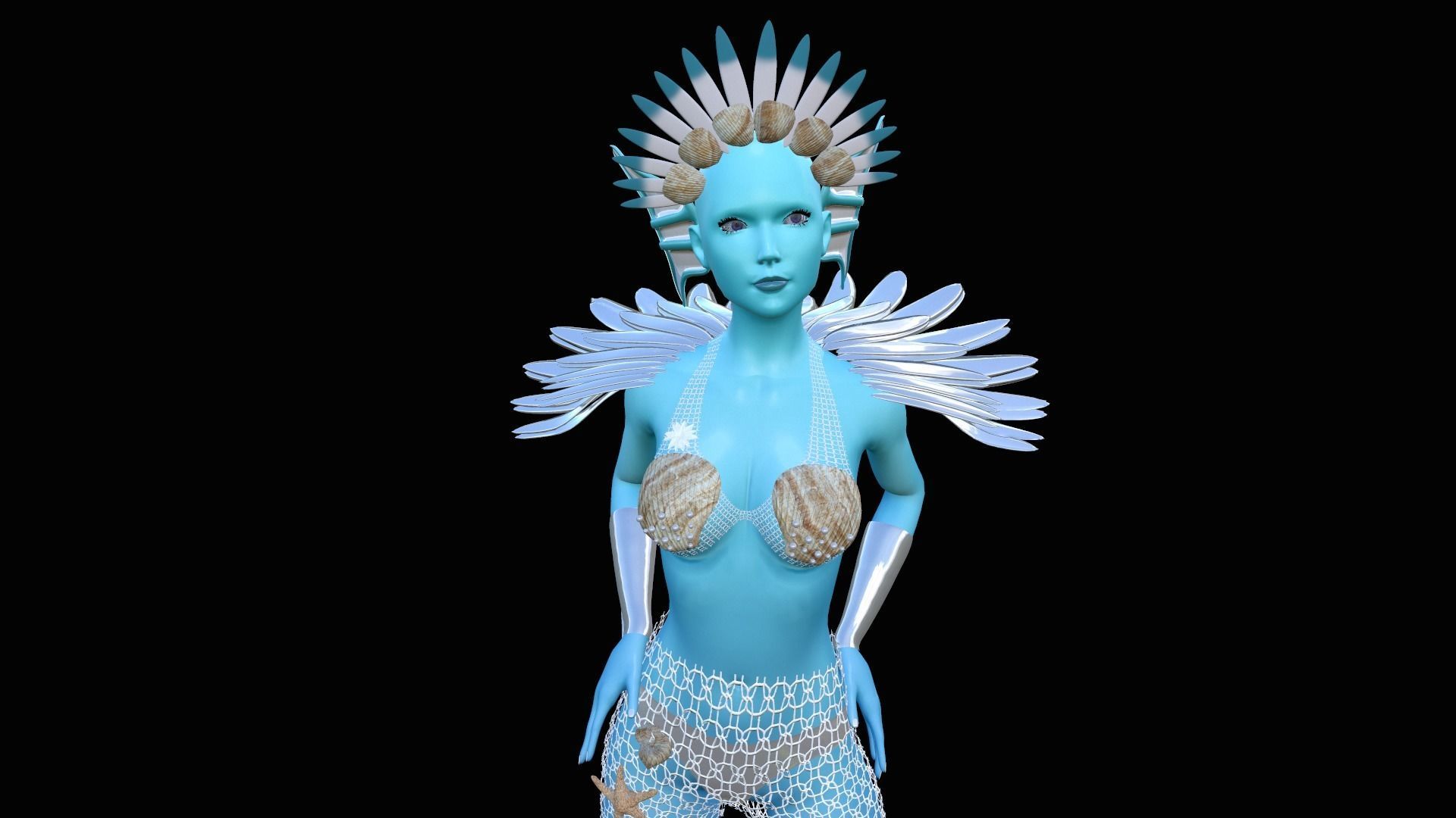 Goddess of the sea Low-poly 3D model_5